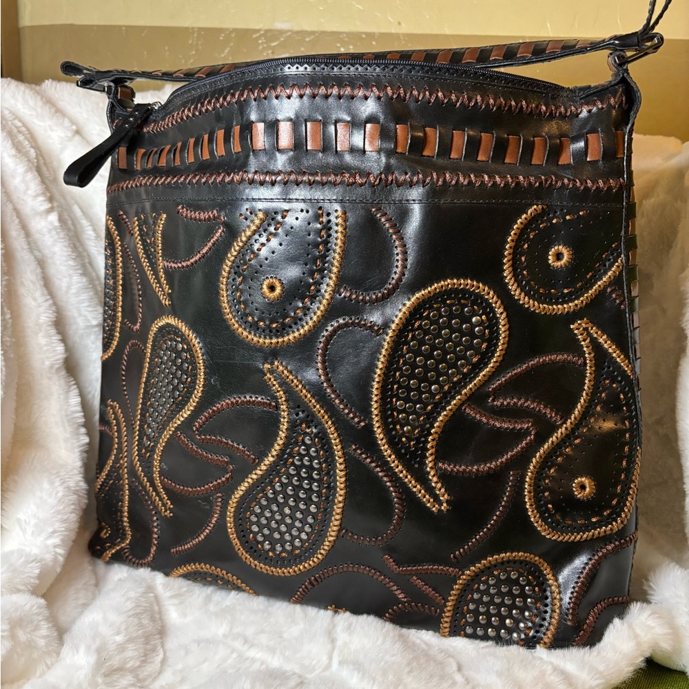 Marc & Marc by Sharif Elegant Black and Brown Paisley Women's Bag